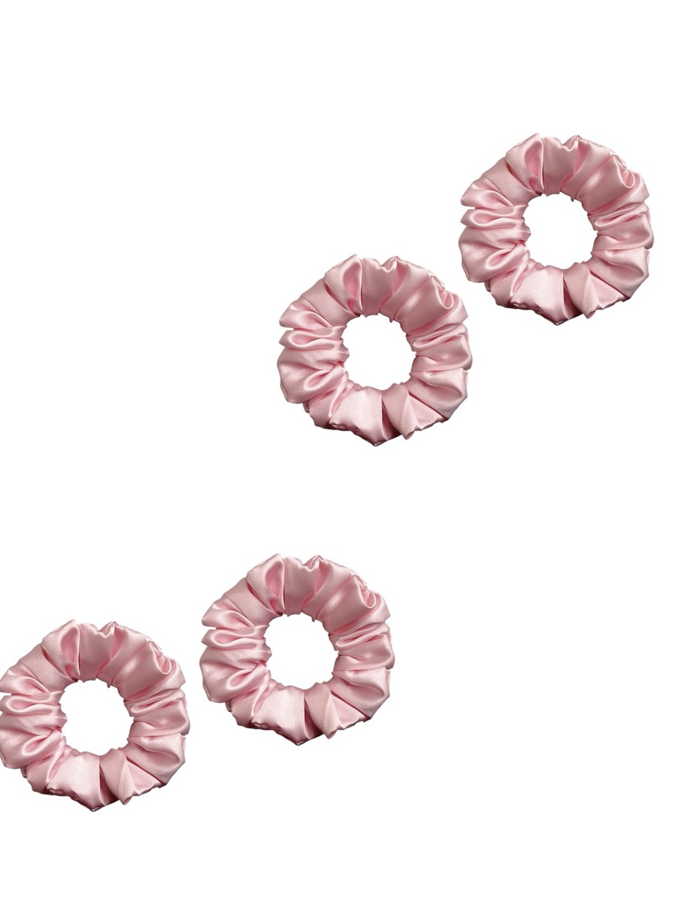 Pink Satin Hair Scrunchies Set - Picture 2 of 10
